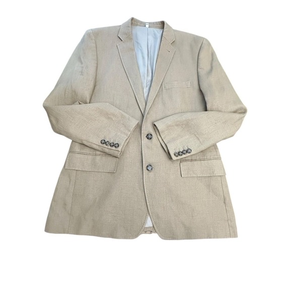 BAIRD MCNUTT 100% Linen Murano‎ Blazer Mens Large Khaki Jacket Sport Coat #Y11-8 - Picture 1 of 16